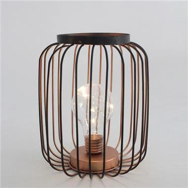 Rafhlöðuknúinn borðlampi úr málmbúri